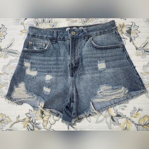 Rewash Blue Jean Shorts Distressed High-Waisted